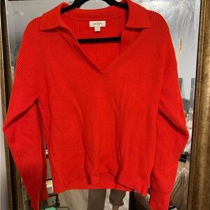 On 34th Women's Red orange V-Neck Sweater xxs